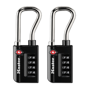 1-5/16in (35mm) Wide Set Your Own Resettable Numeric Combination TSA-Approved Luggage Lock with Extended Reach Shackle, 2-PK