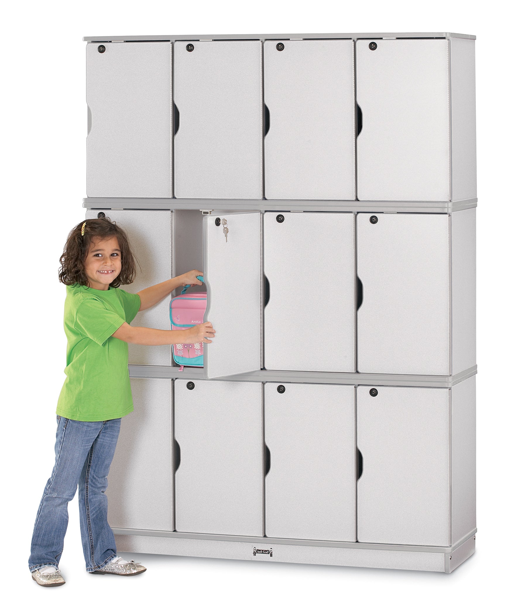 Rainbow Accents® Stacking Lockable Lockers -  Triple Stack  - Gray