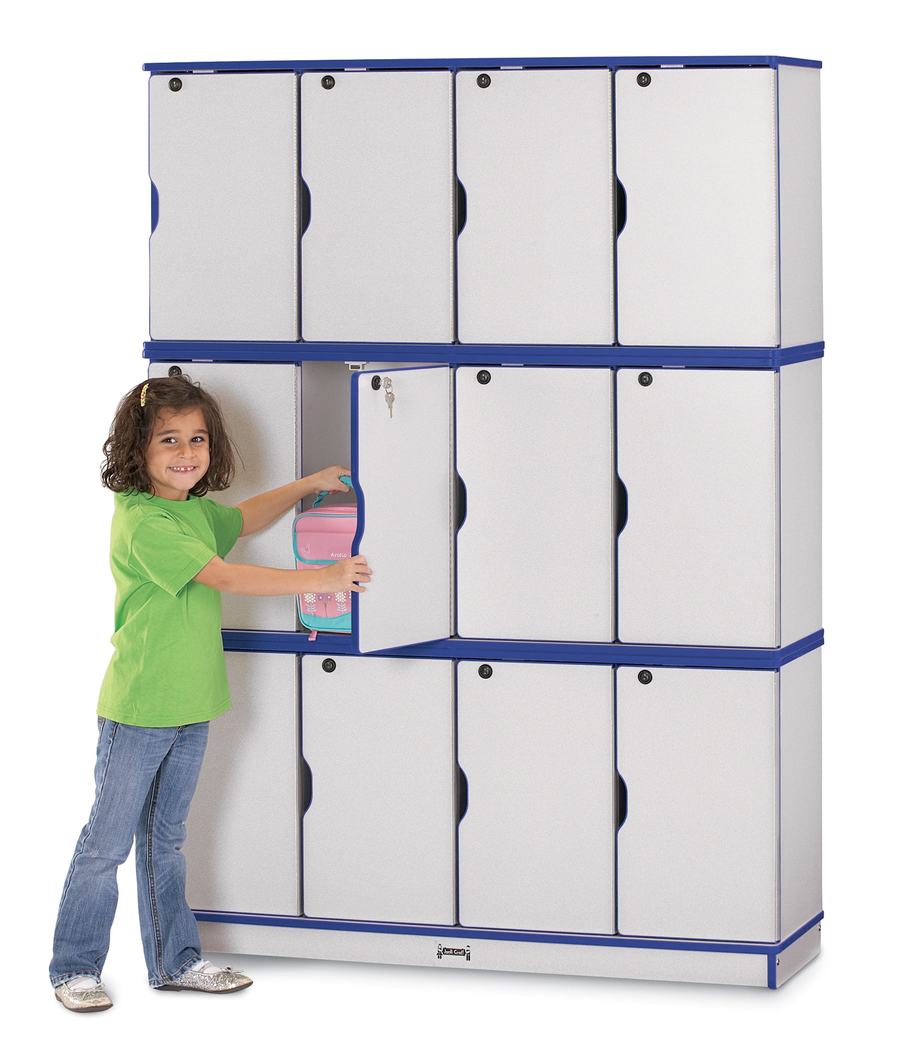 Rainbow Accents® Stacking Lockable Lockers -  Triple Stack - Blue