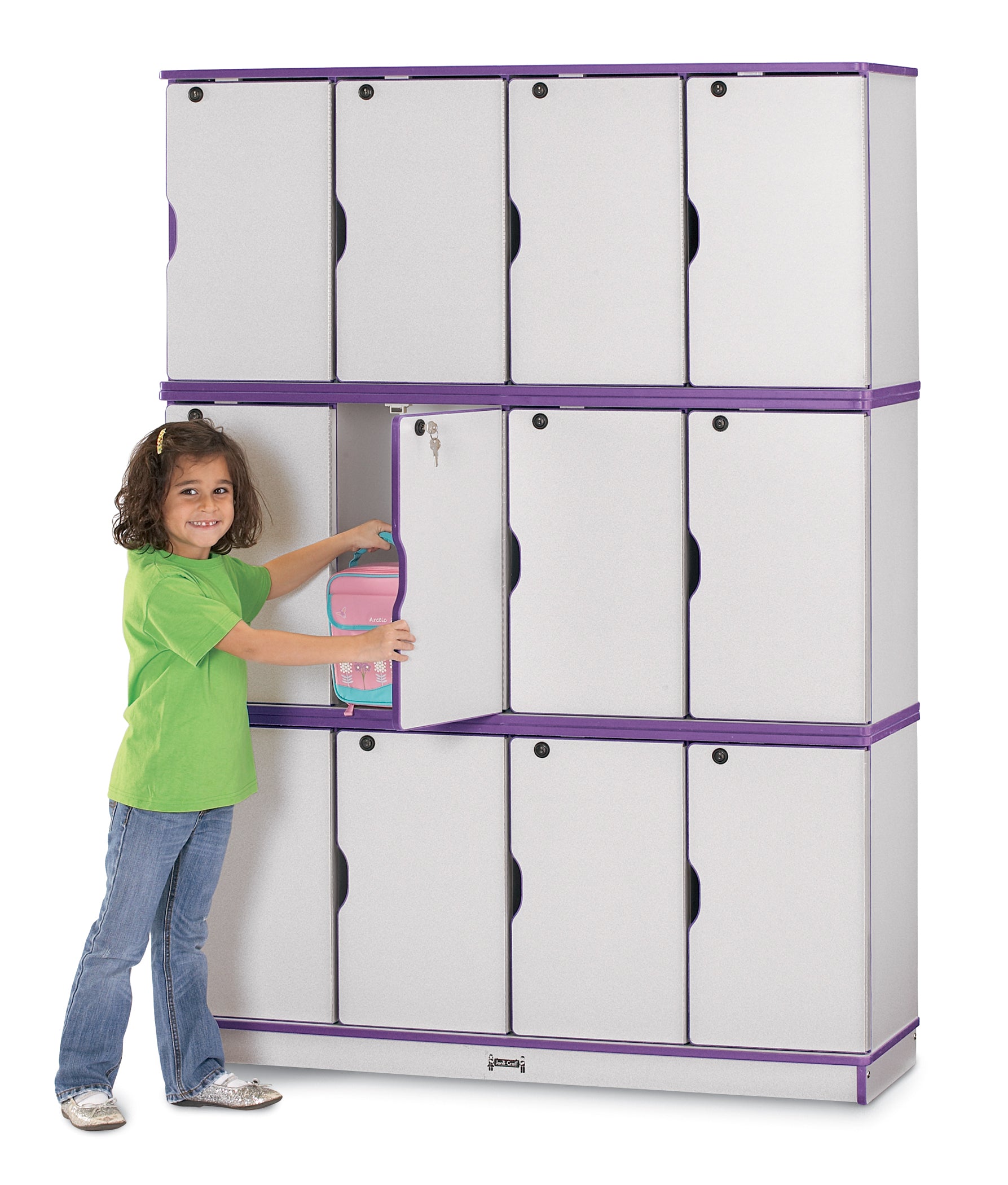 Rainbow Accents® Stacking Lockable Lockers -  Triple Stack - Purple