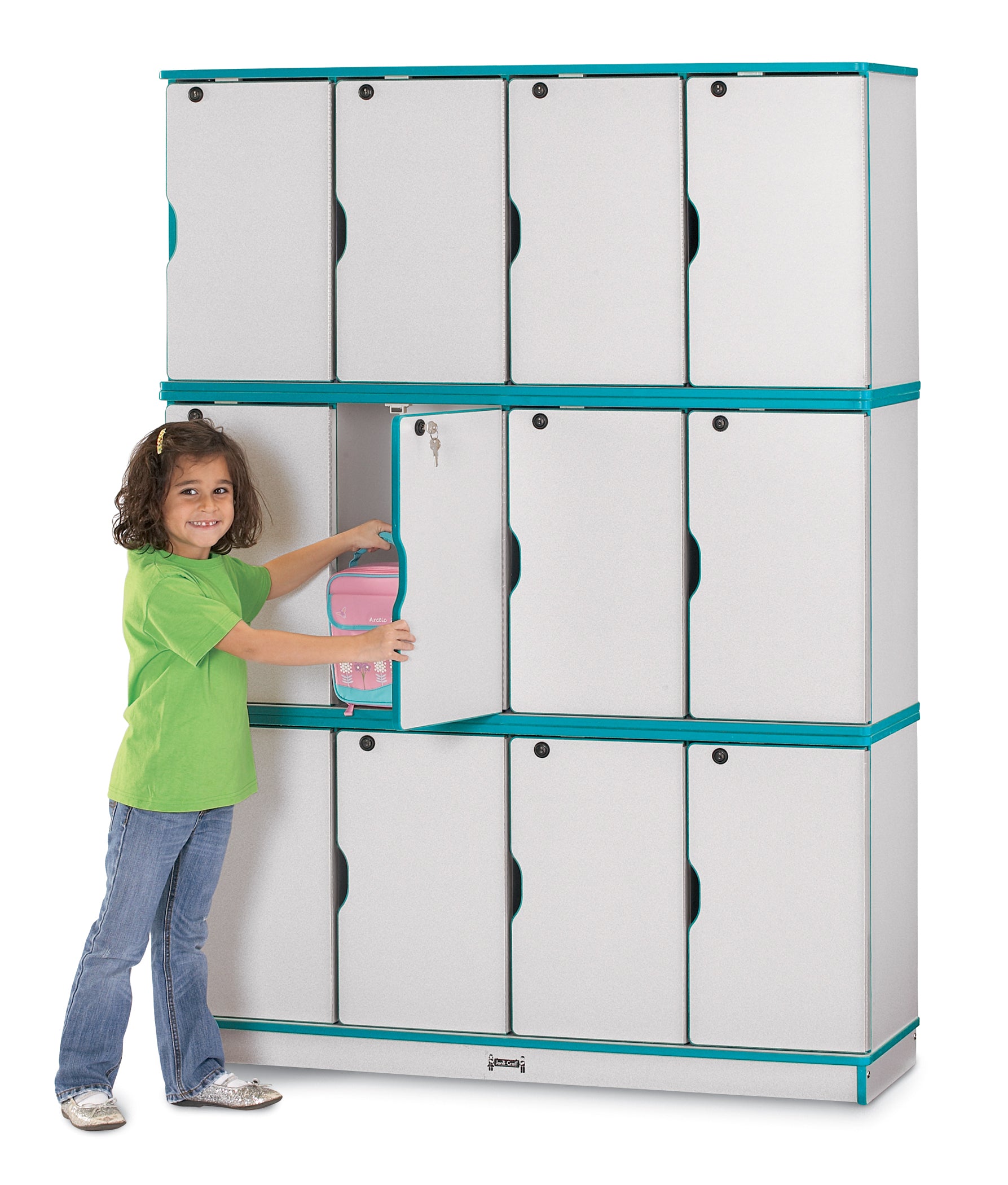 Rainbow Accents® Stacking Lockable Lockers -  Triple Stack - Teal