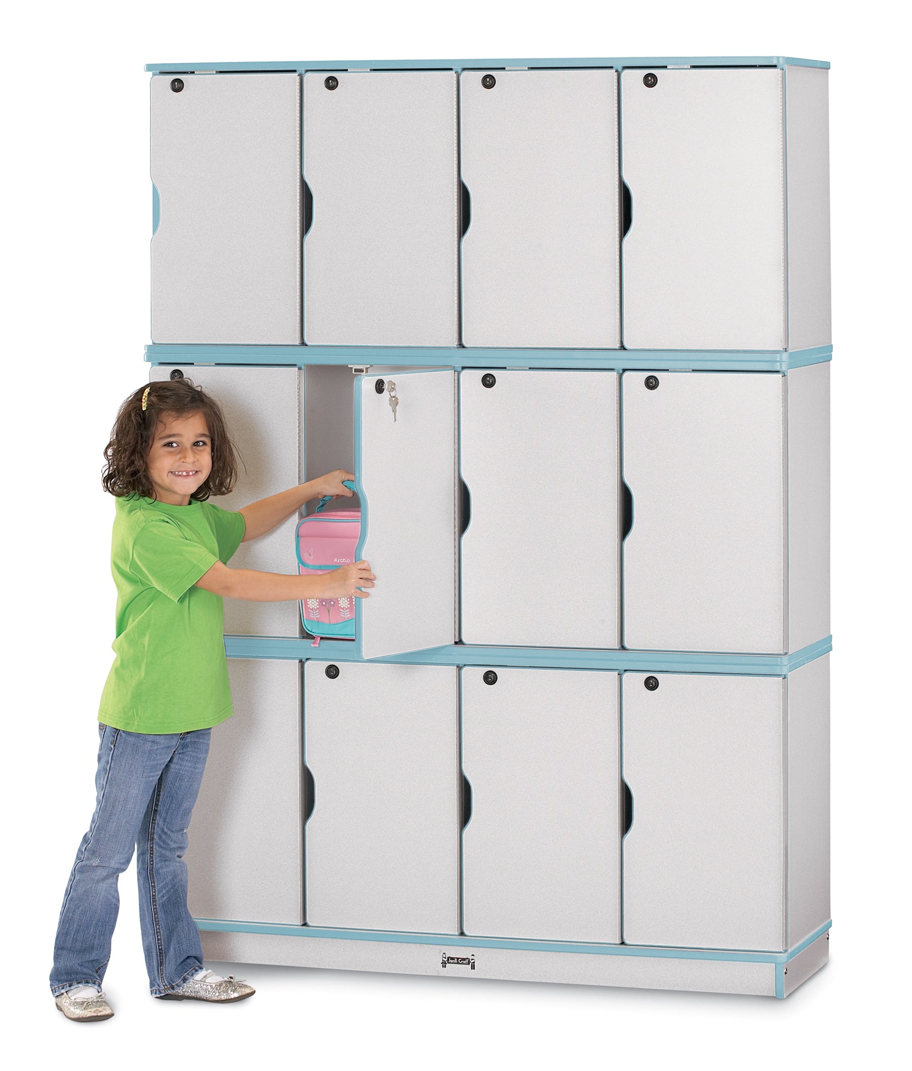 Rainbow Accents® Stacking Lockable Lockers -  Triple Stack - Coastal Blue