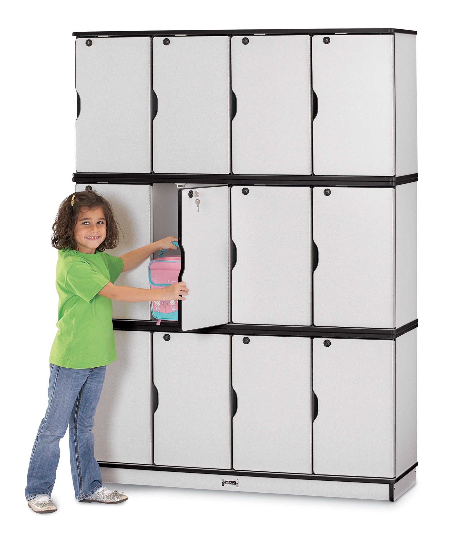 Rainbow Accents® Stacking Lockable Lockers -  Triple Stack - Black