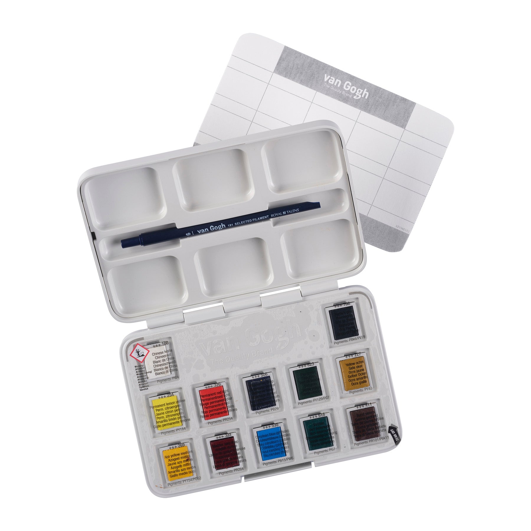 Watercolor Plastic Pocket Box, 12 Pan General Selection