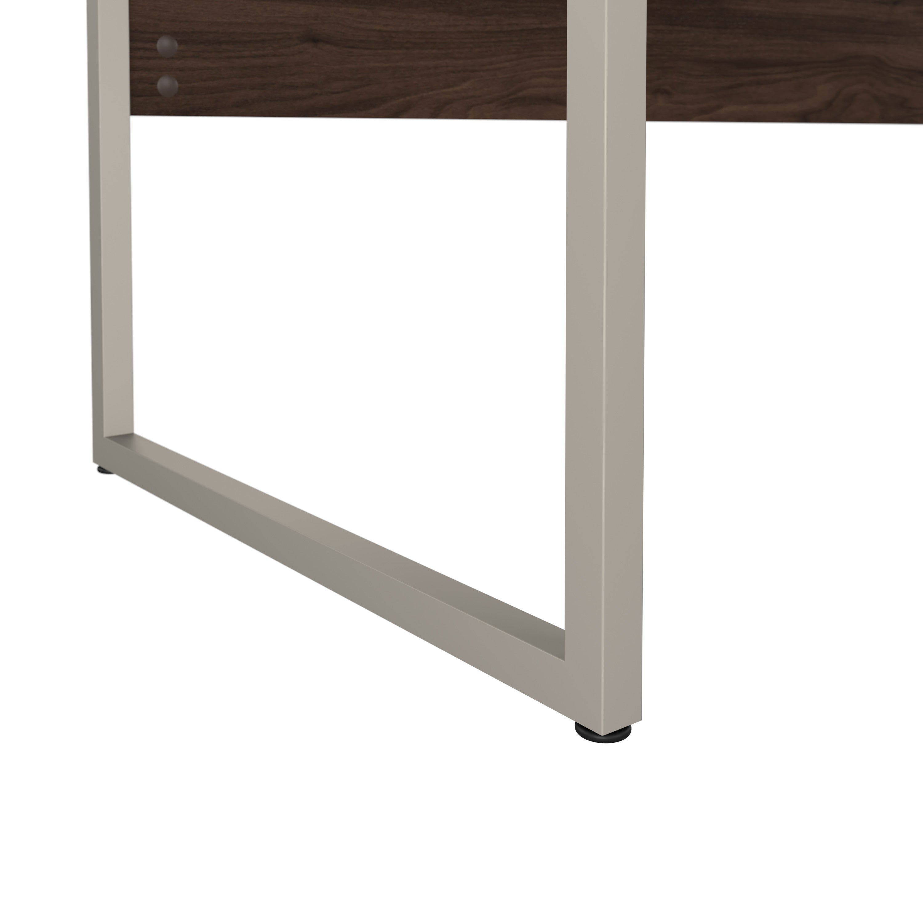 Bush Business Furniture Hybrid 60W x 30D L Shaped Table Desk with Metal Legs in Black Walnut - 59.45" Width x 71.34" Depth x 29.91" Height