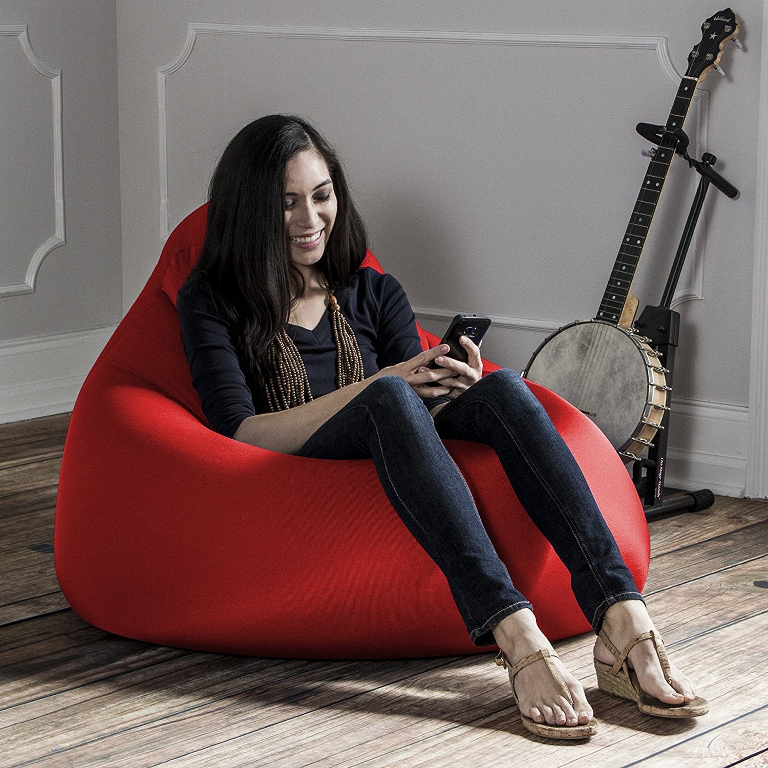Nimbus Spandex Bean Bag Chair, Large, Cardinal