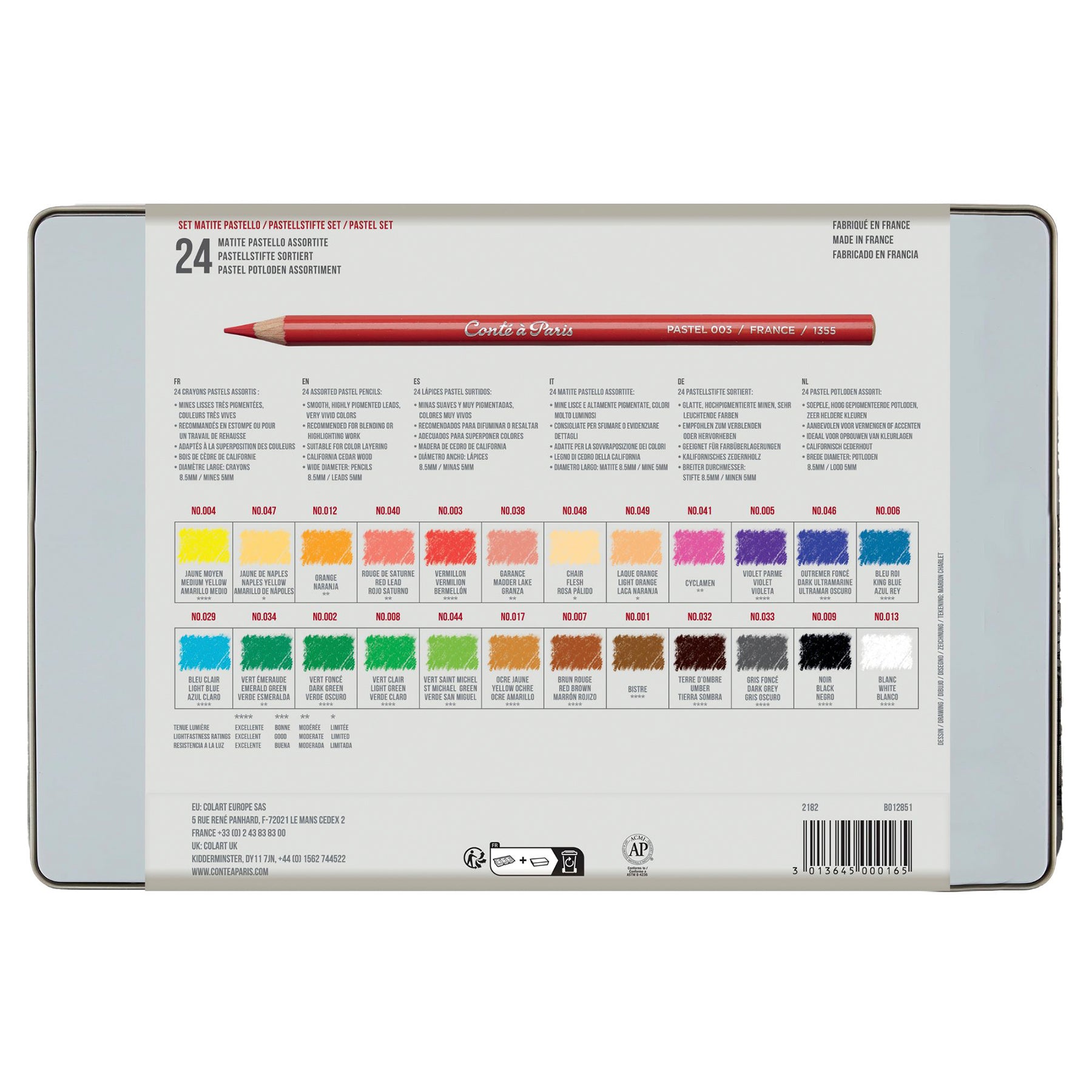Pastel Pencils, Assorted Tin, Set of 24