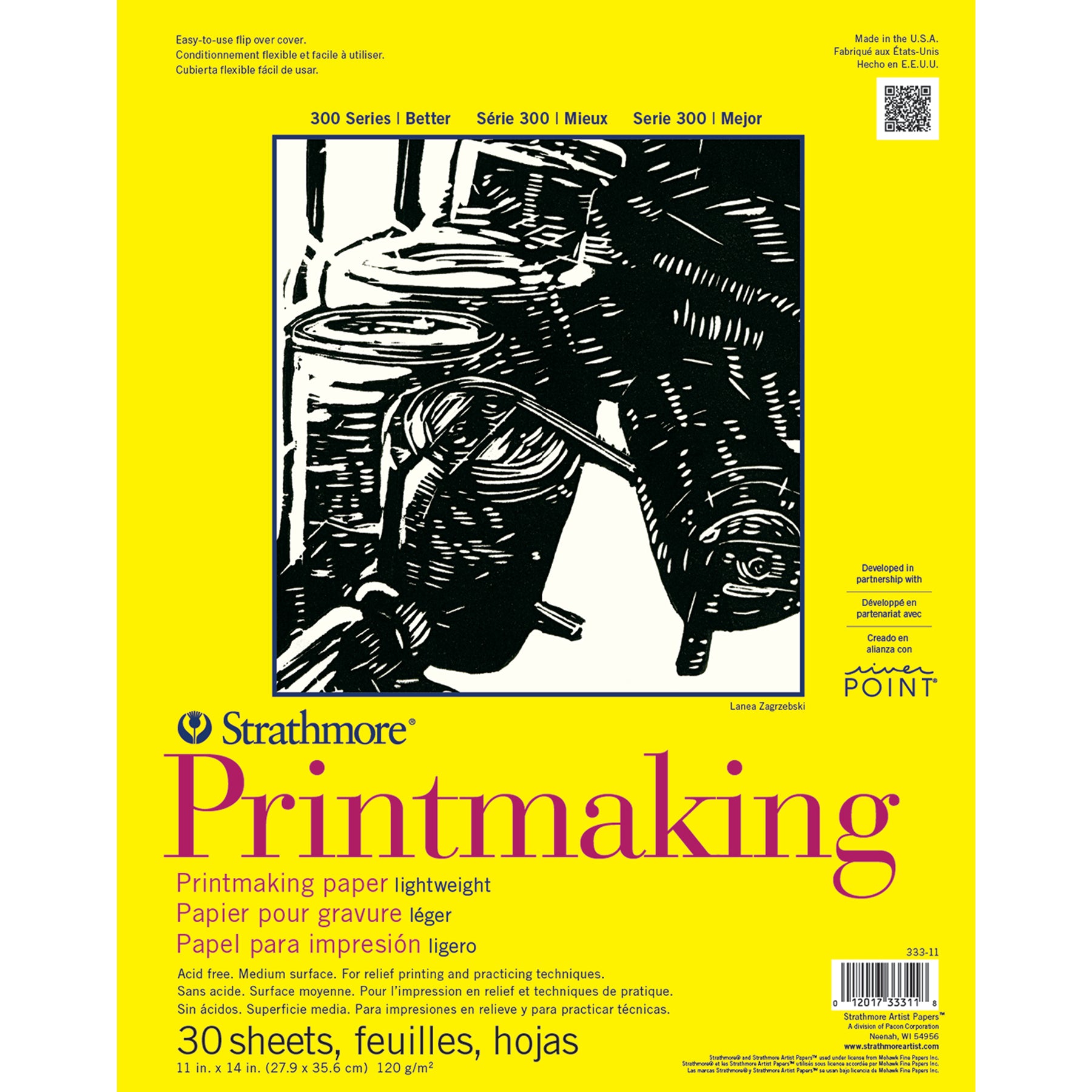 300 Series Printmaking Pad, Glue Binding, 30 Sheet, 11x14 inch, 1 Count
