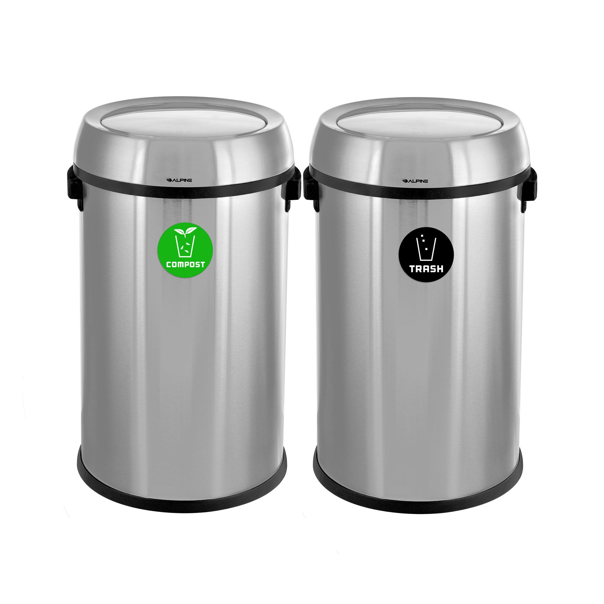17 Gallon Stainless Steel Indoor Compost and Trash Station with Swivel Lid
