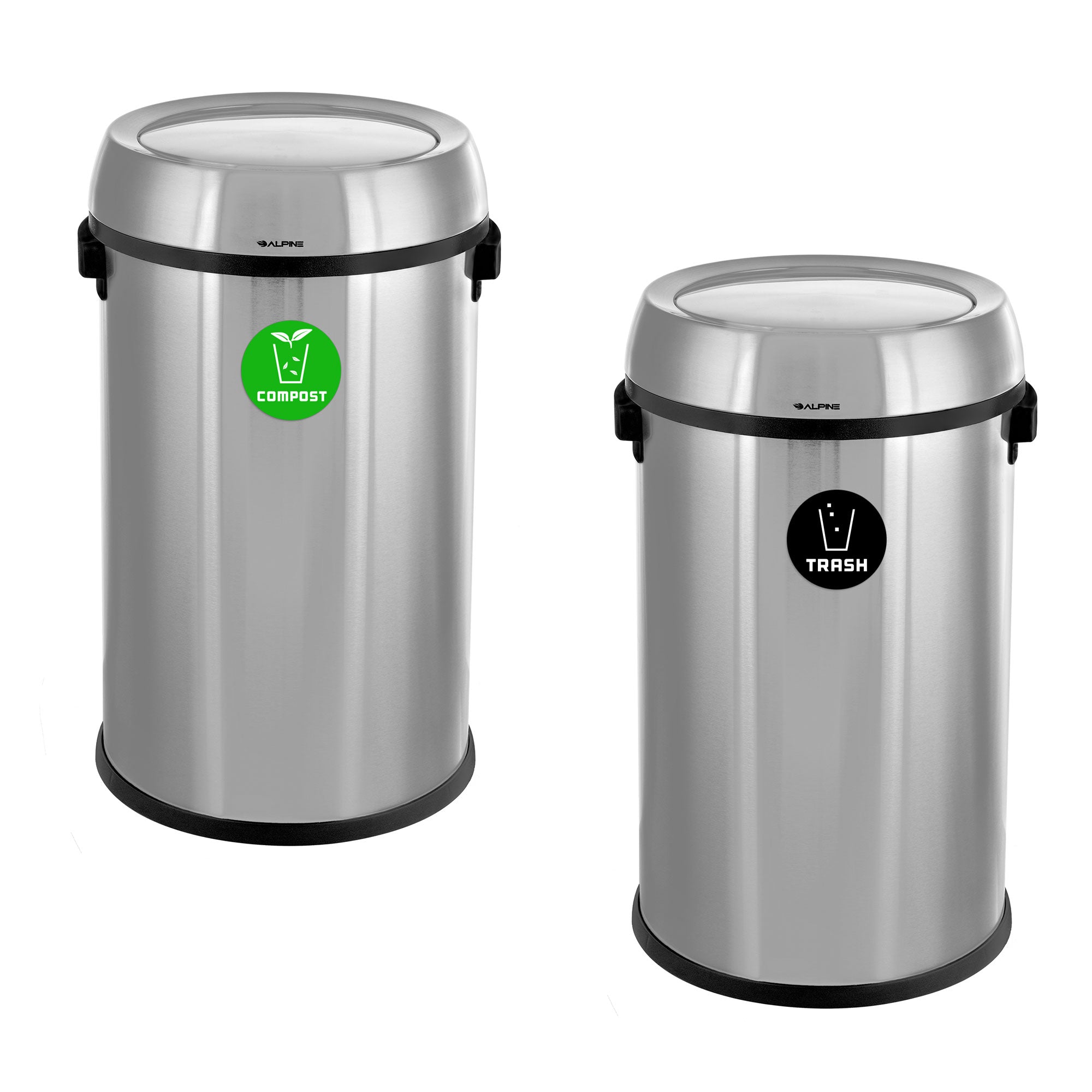 17 Gallon Stainless Steel Indoor Compost and Trash Station with Swivel Lid