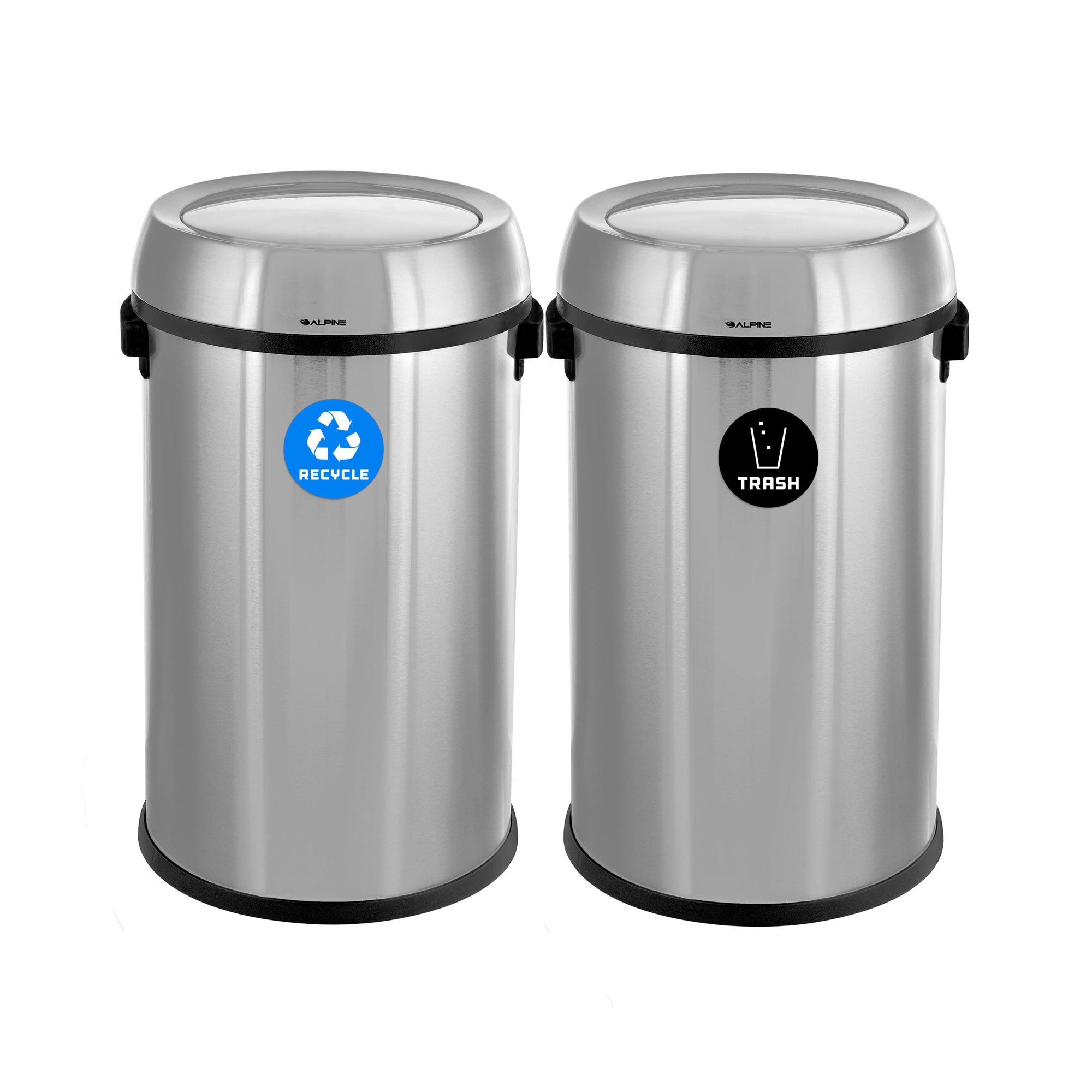 17 Gallon Stainless Steel Indoor Recycling Receptacle and Trash Compost with Swivel Lid