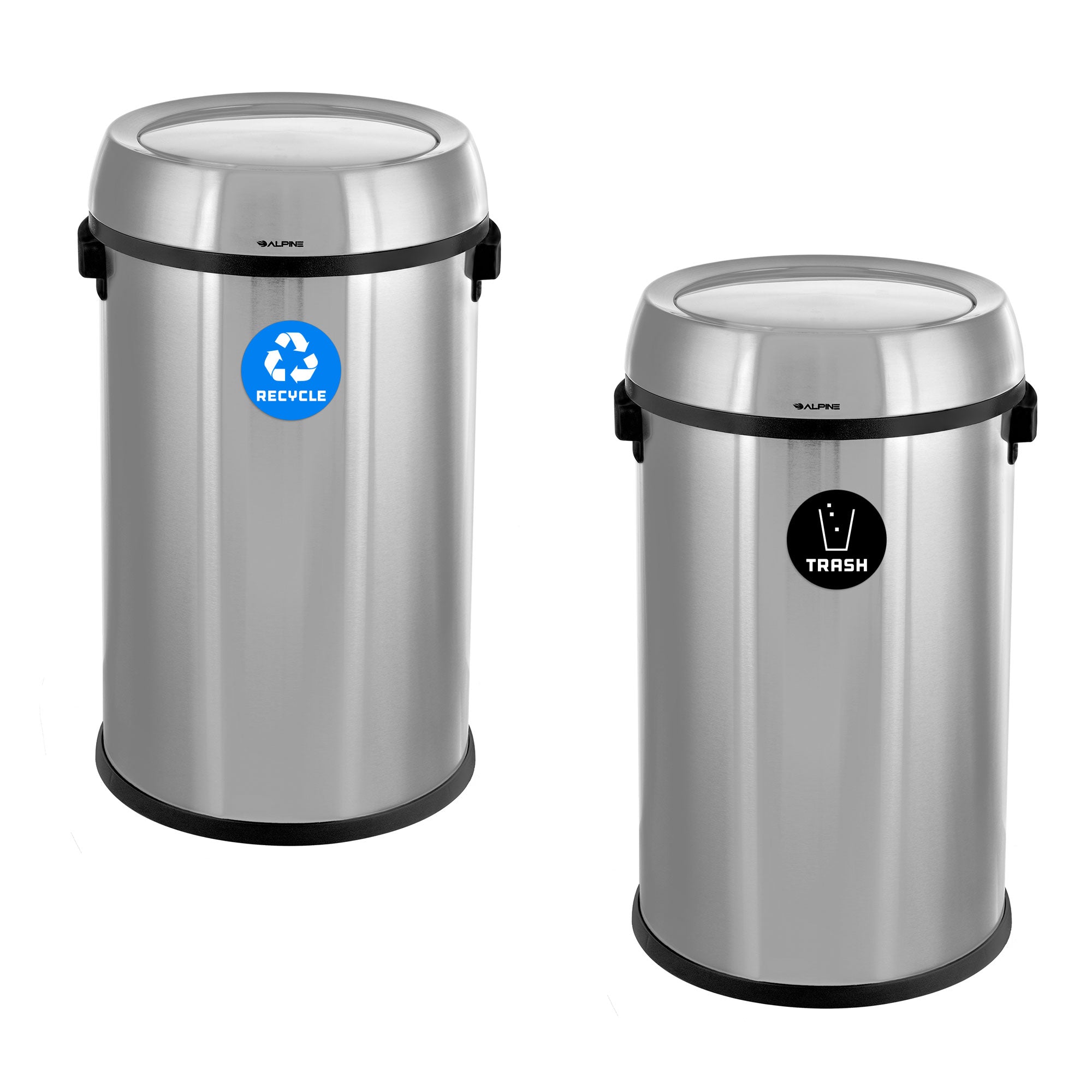 17 Gallon Stainless Steel Indoor Recycling Receptacle and Trash Compost with Swivel Lid