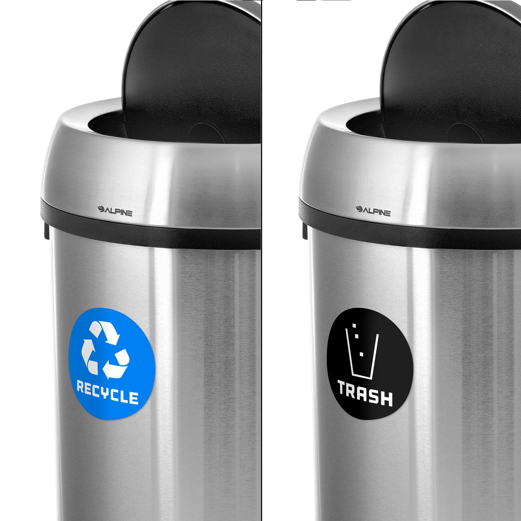 17 Gallon Stainless Steel Indoor Recycling Receptacle and Trash Compost with Swivel Lid