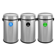 17 Gallon Stainless Steel Indoor Recycling, Trash, and Compost Bins with Swivel Lid