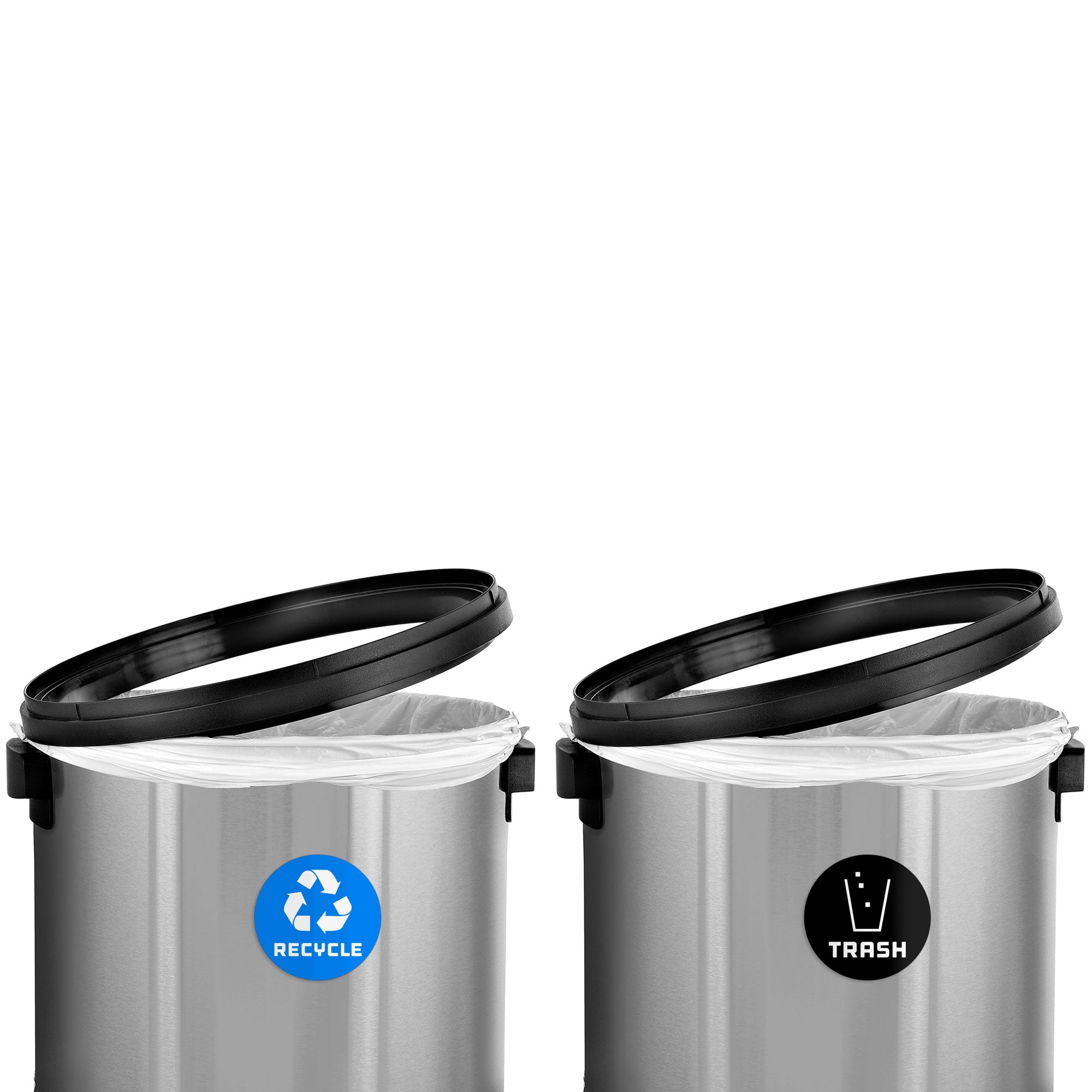 17 Gallon Stainless Steel Indoor Recycling Receptacle and Trash Compost with Swivel Lid