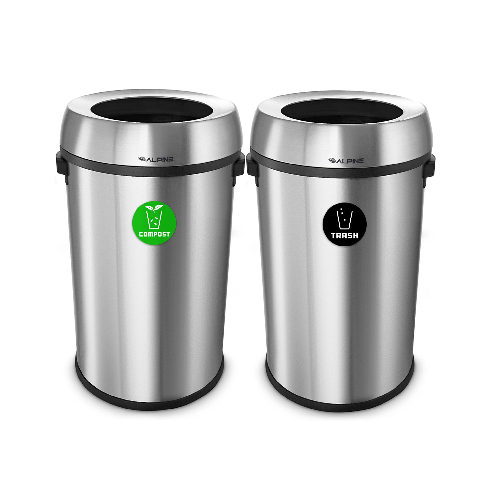 17 Gallon Stainless Steel Open Top Compost and Trash Station