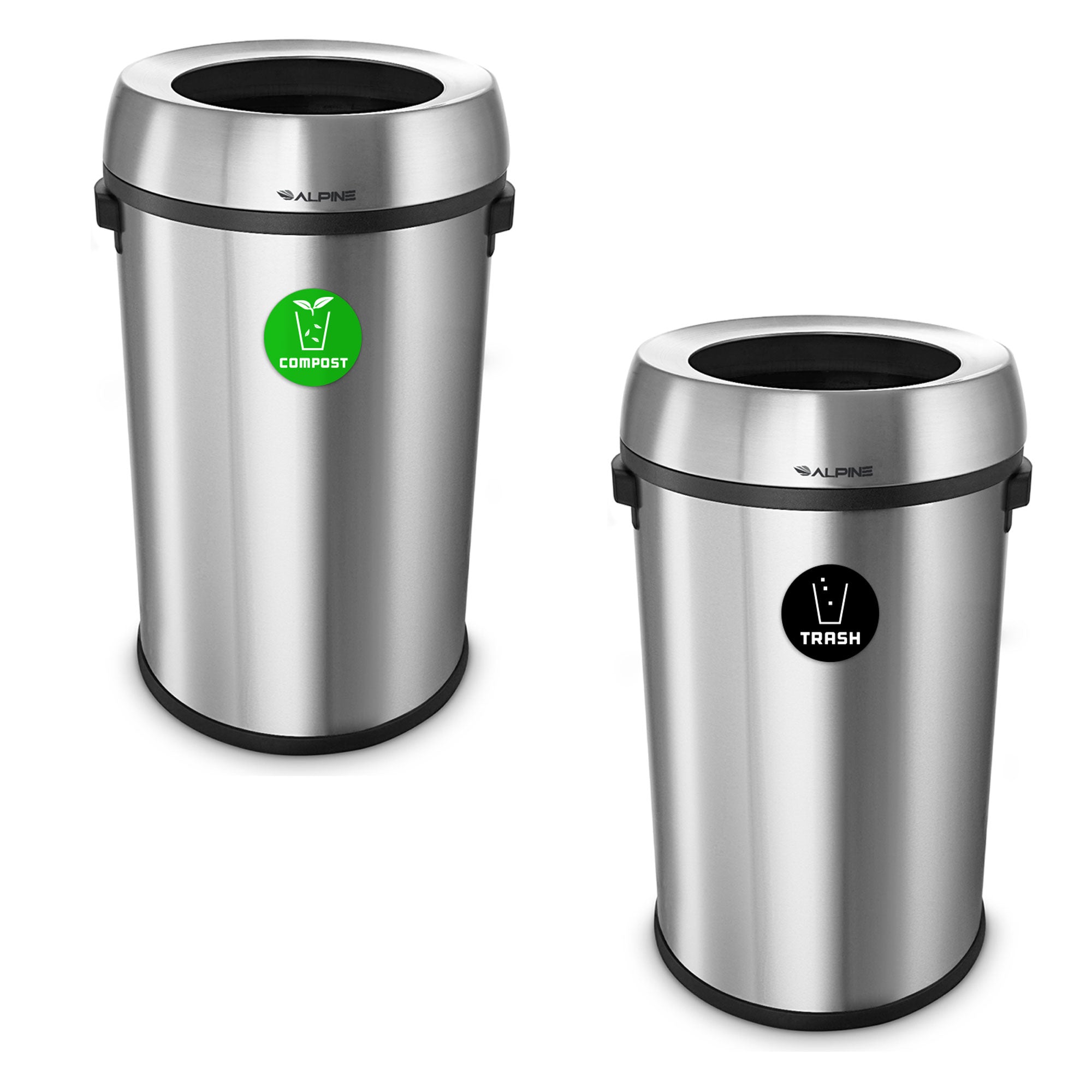 17 Gallon Stainless Steel Open Top Compost and Trash Station