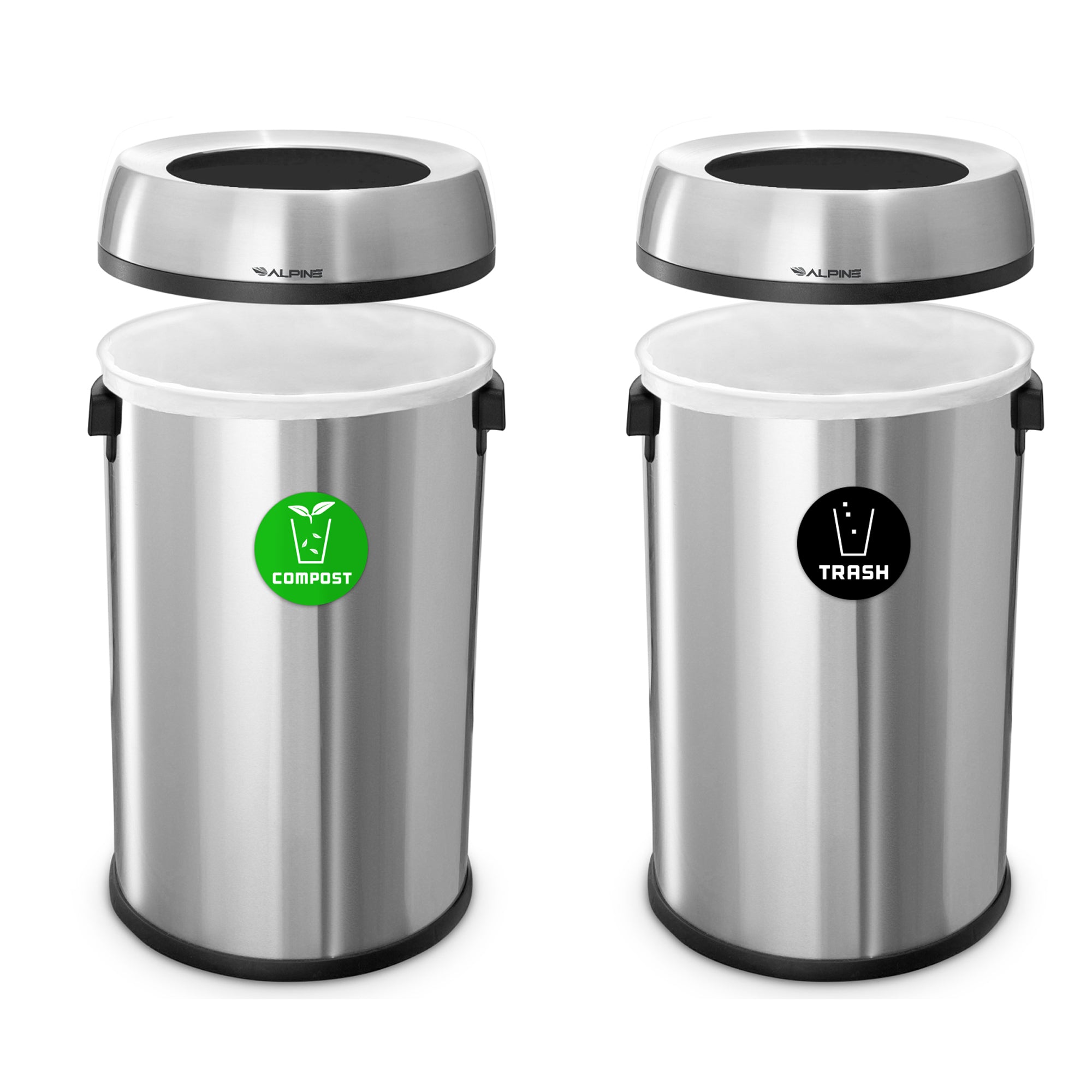 17 Gallon Stainless Steel Open Top Compost and Trash Station