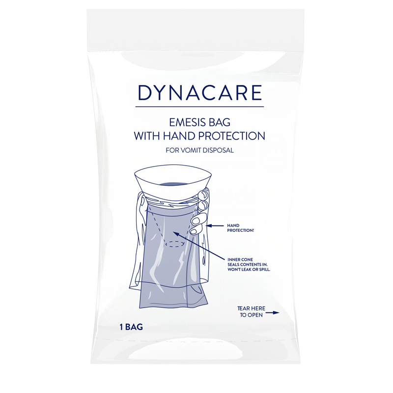 Emesis Bag w/ Hand Protection, White - 240 pcs per Case