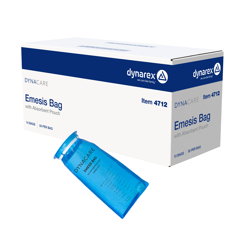 Emesis Bag w/ Absorbent pouch, Blue - 50 pcs per Bag/10 Bags per Case