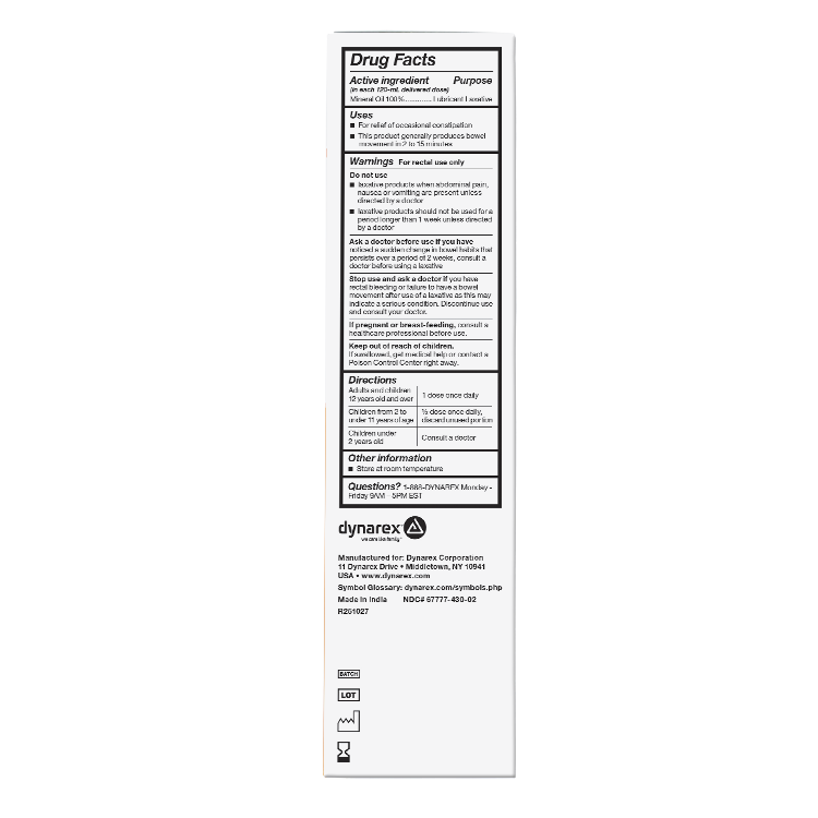 Enema Mineral Oil Lubricant Laxative, 4.5 fl. oz. - 48 Boxes per Case