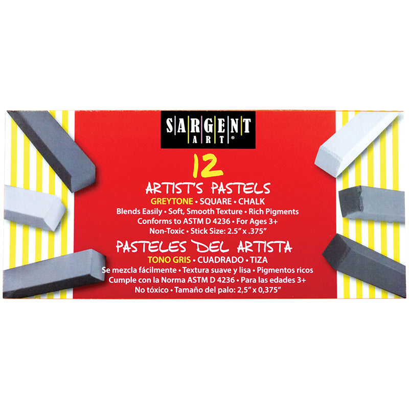 Sargent Art Sq Chalk 12 Grey Tones Colors Pastels