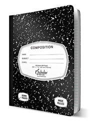 IScholar Wide Rule Composition Notebooks  9.75in X 7.5in  Black Marble  100 Sheets