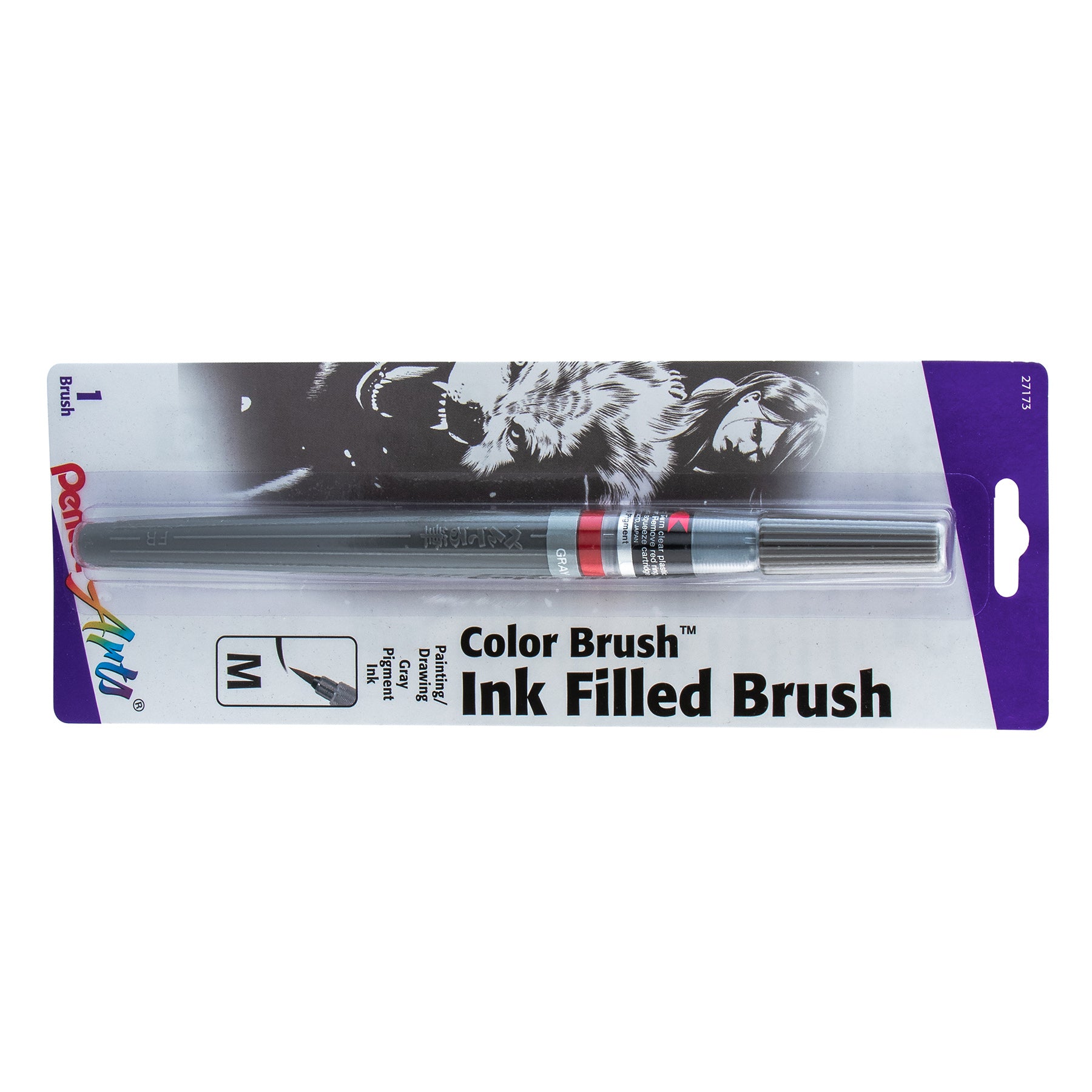 Color Brush with Pigment Ink, Medium Tip, Gray, 1-Pack
