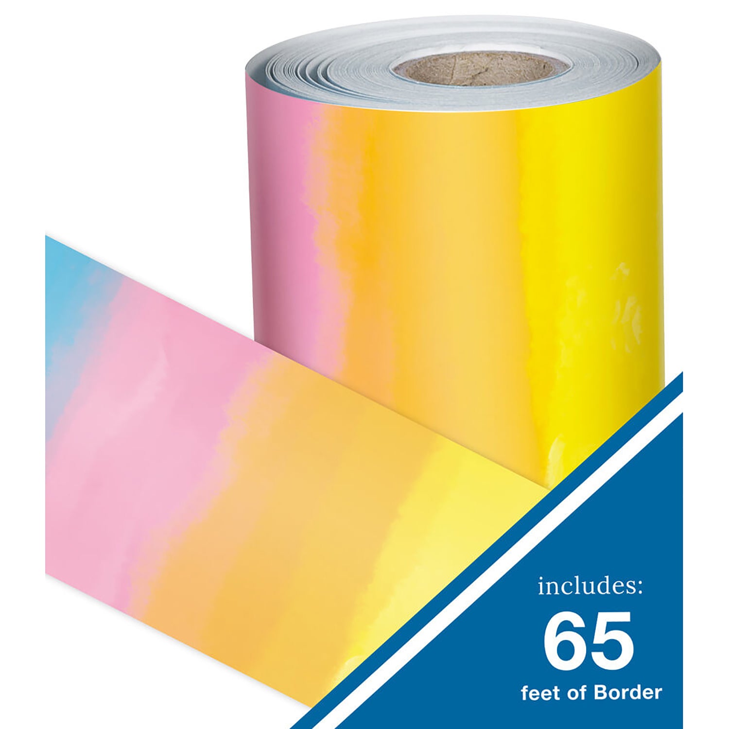 Happily Ever Elementary Creatively Inspired Watercolor Rolled Straight Bulletin Board Borders, 65 Feet