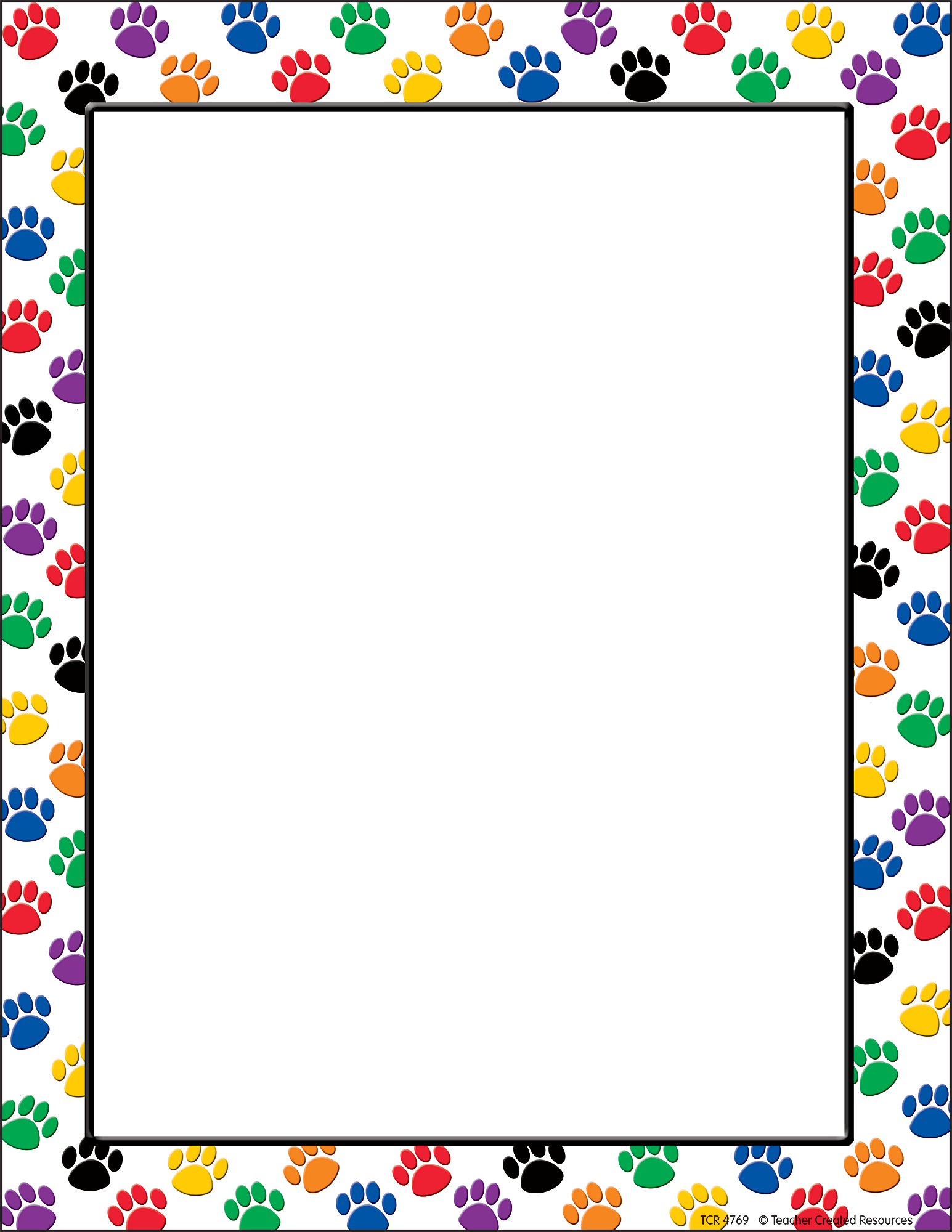 Colorful Paw Prints Computer Paper