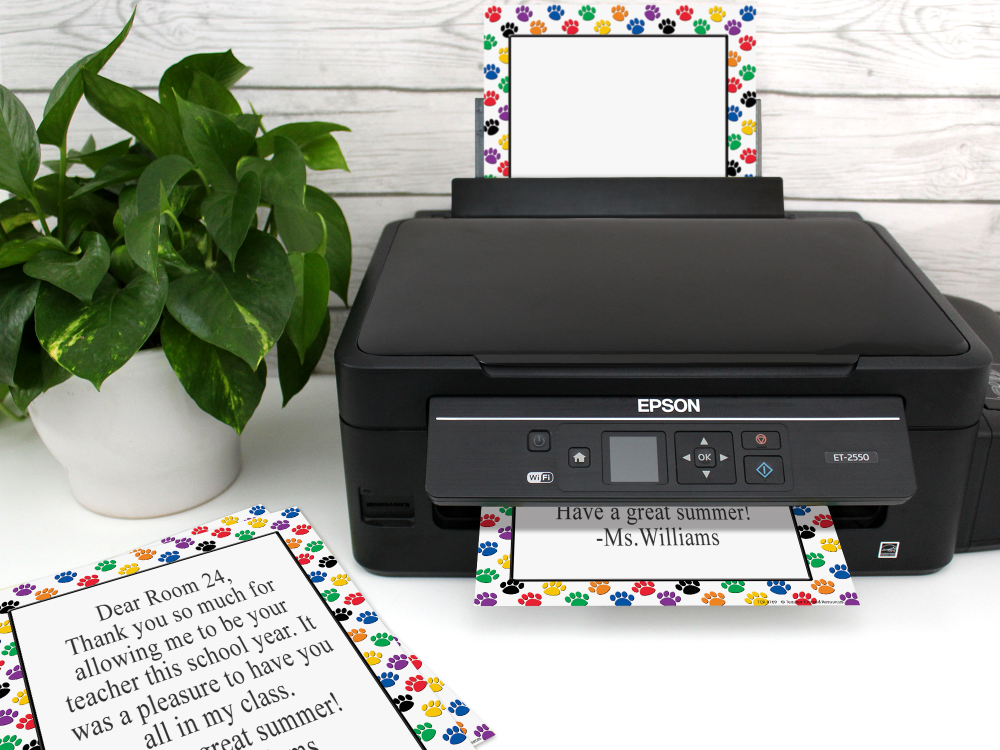 Colorful Paw Prints Computer Paper