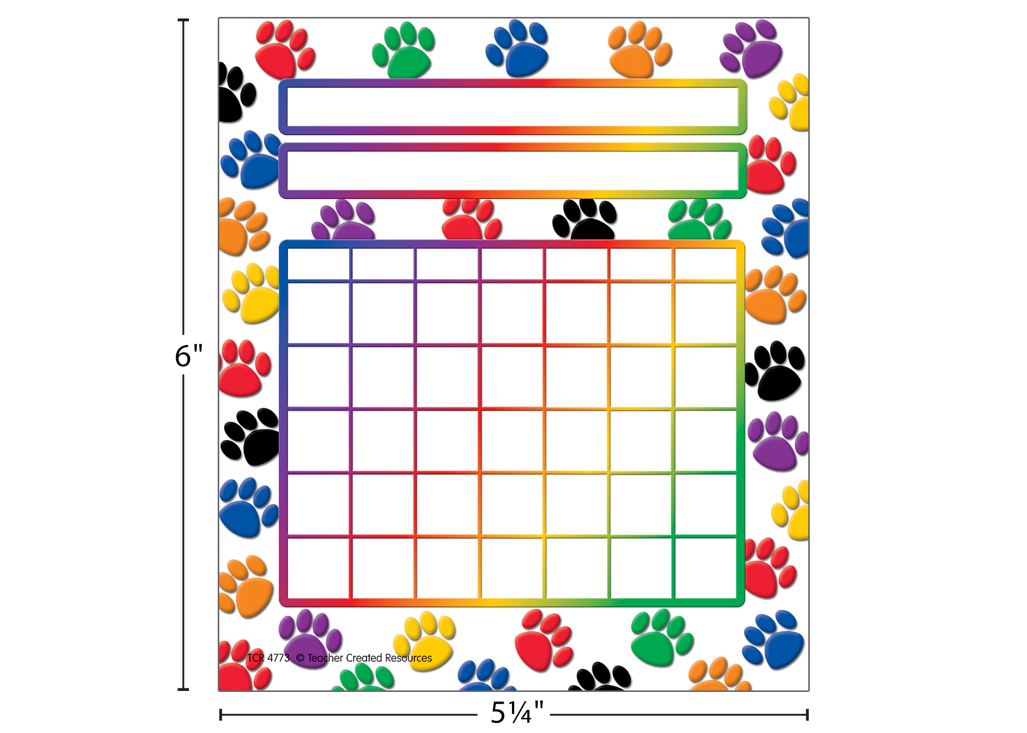 Colorful Paw Prints Incentive Charts