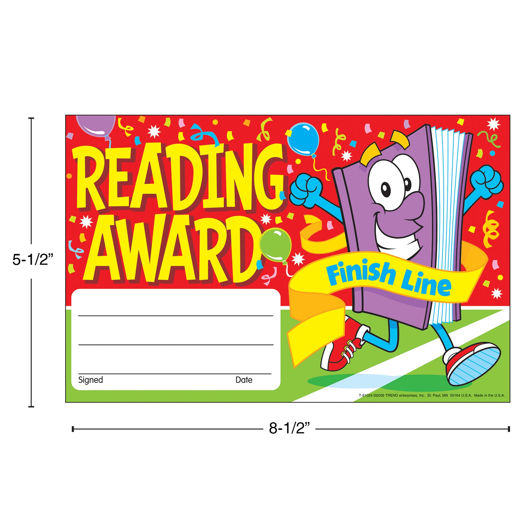 Reading Award Finish Line Recognition Awards, 30 ct