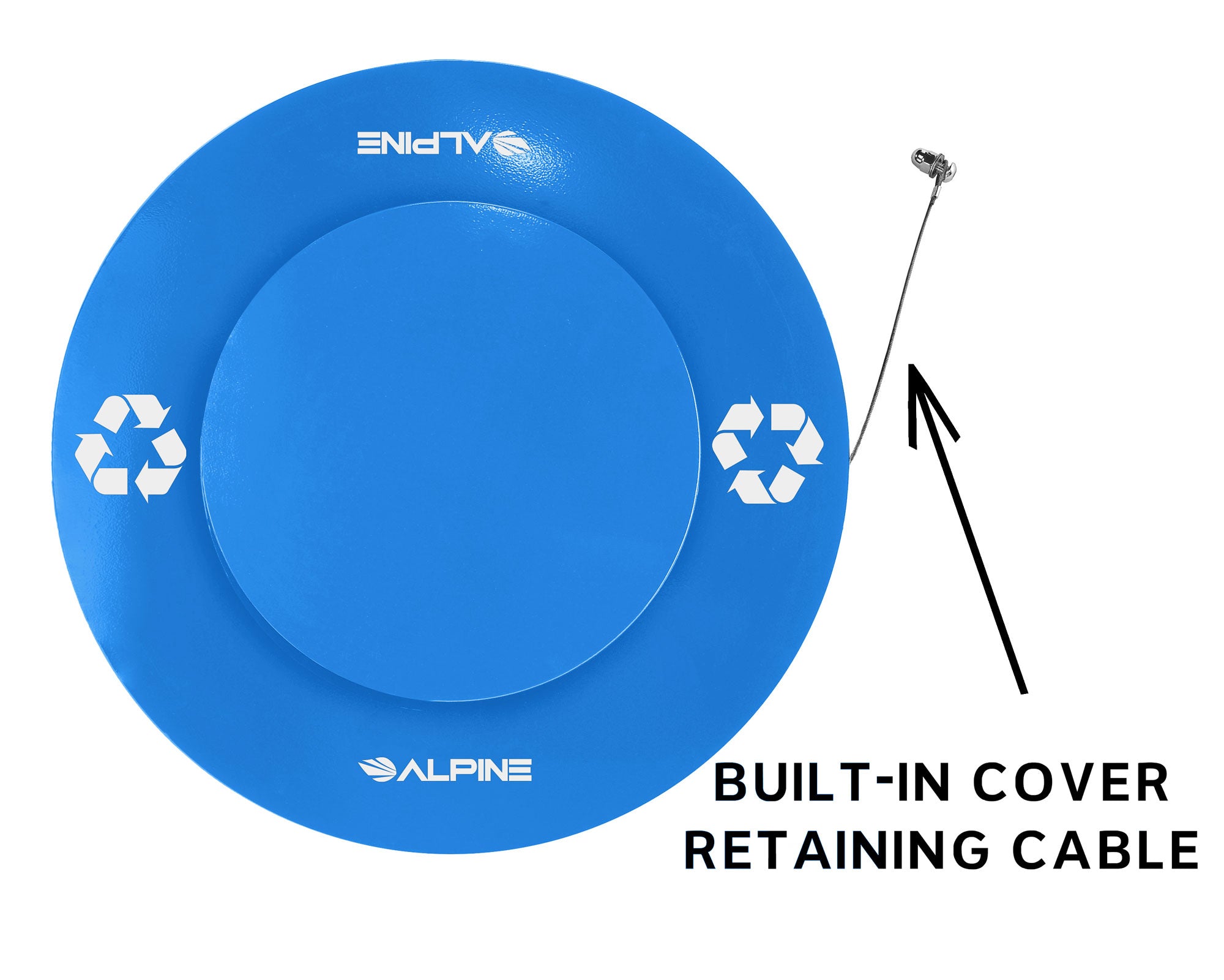 Alpine Industries Outdoor Metal Slatted Recycling Receptacle with Rain Bonnet Lid - 38 Gallon Blue