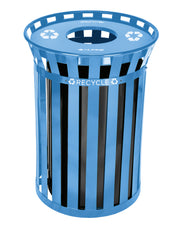 Alpine Industries Outdoor Metal Recycling Receptacle - 38 Gallon Blue