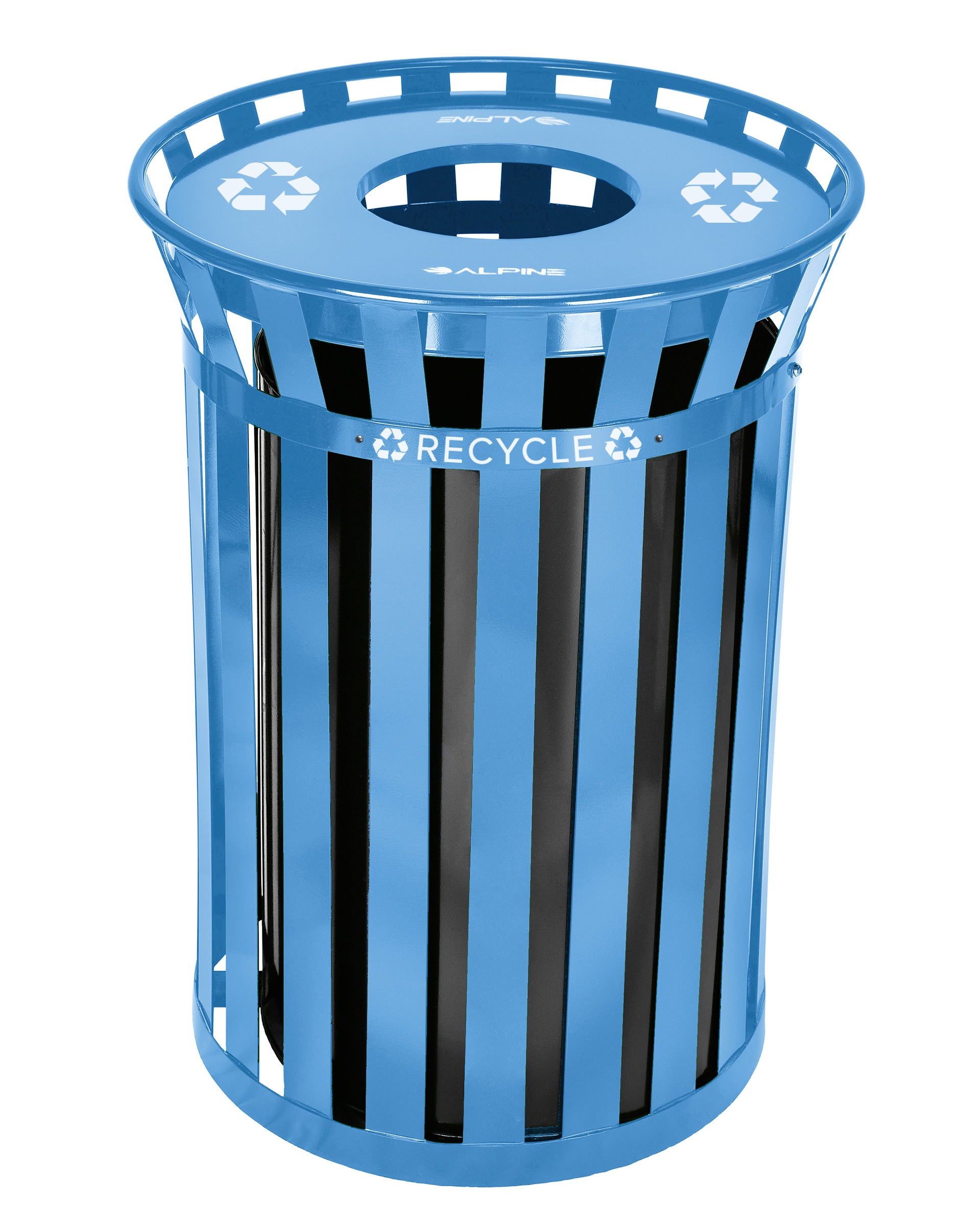 Alpine Industries Outdoor Metal Recycling Receptacle - 38 Gallon Blue
