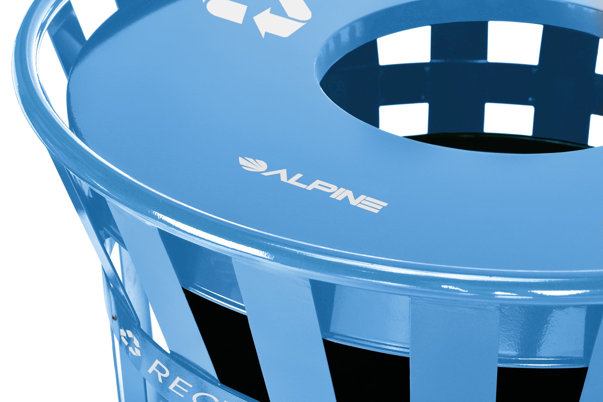 Alpine Industries Outdoor Metal Recycling Receptacle - 38 Gallon Blue