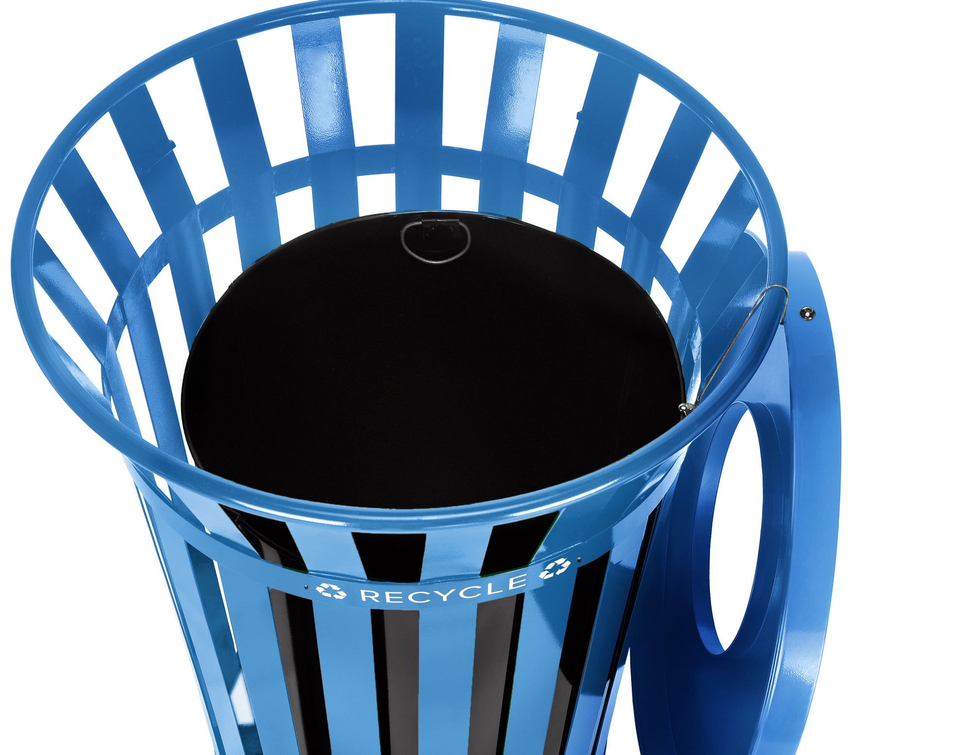 Alpine Industries Outdoor Metal Recycling Receptacle - 38 Gallon Blue