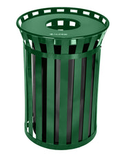 Alpine Industries Outdoor Metal Waste Receptacle - 38 Gallon Green