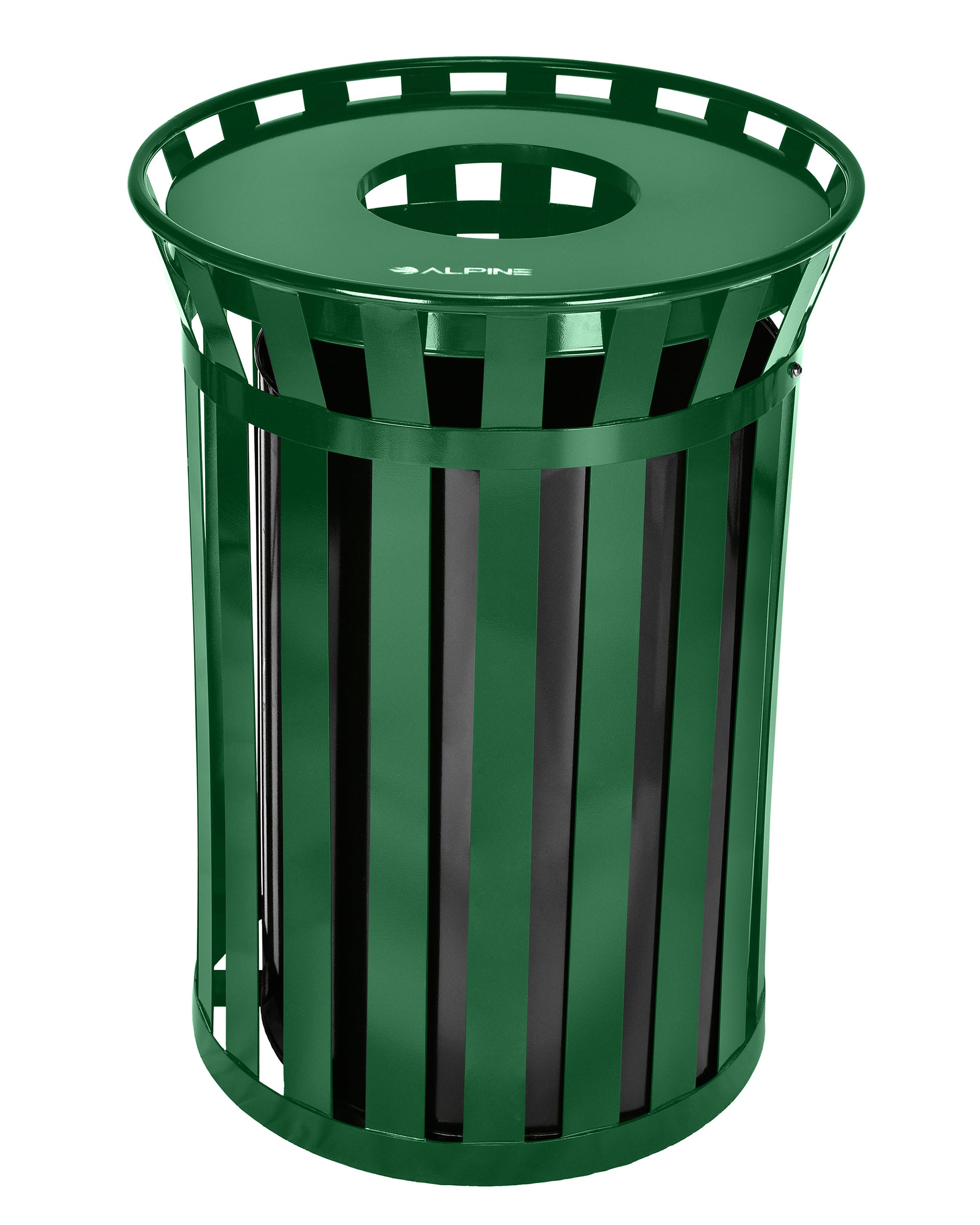 Alpine Industries Outdoor Metal Waste Receptacle - 38 Gallon Green