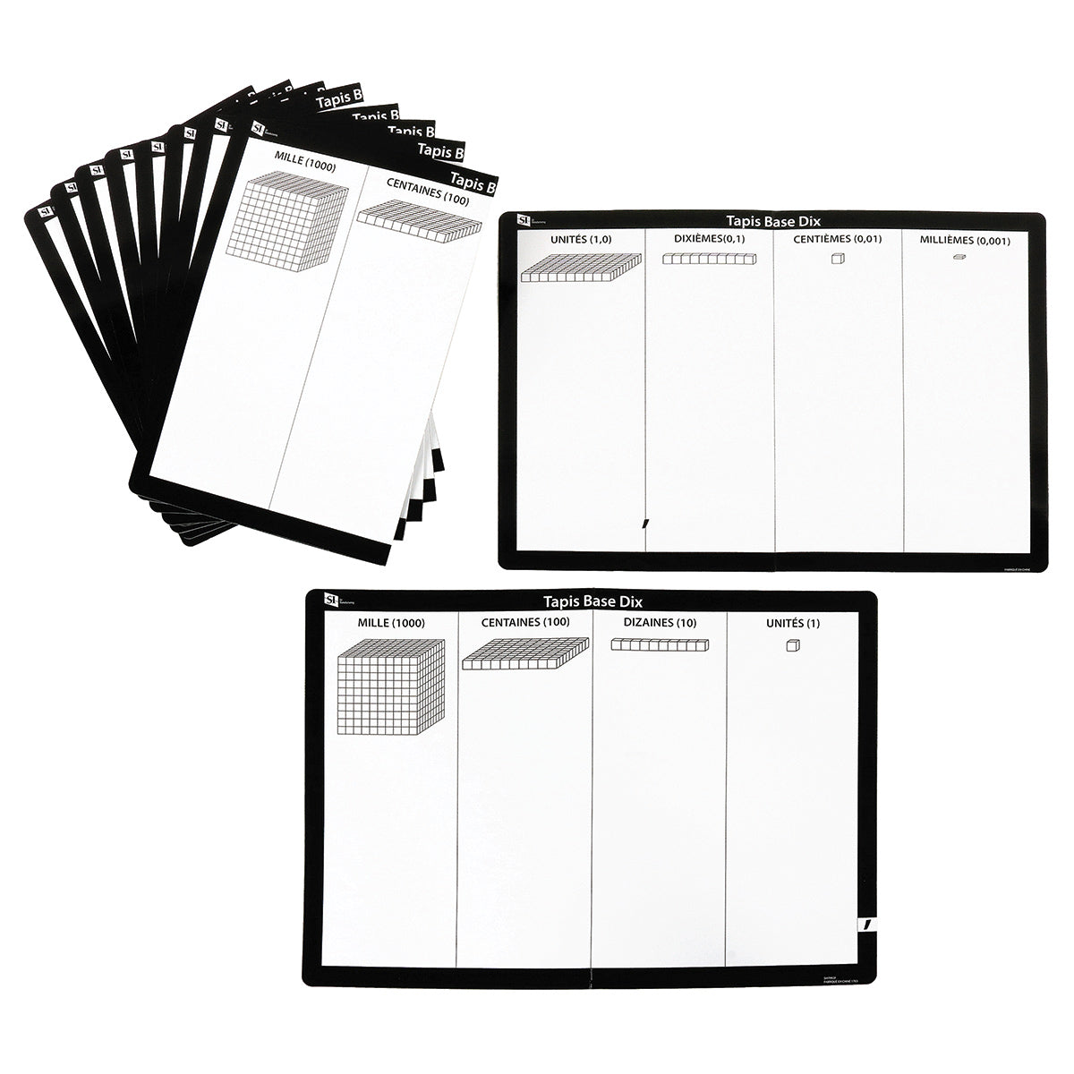 Double sided base ten write N wipe mat, Set of 10