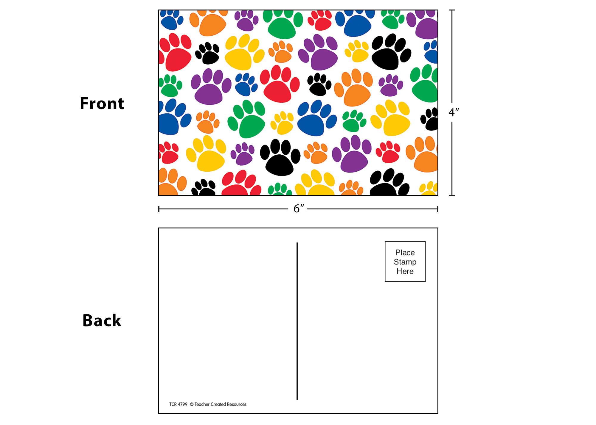 Colorful Paw Prints Postcards