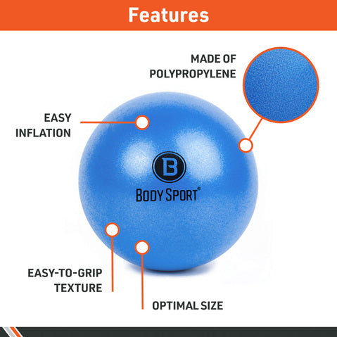 Body Sport Fusion Ball Fitness Ball, Blue, Inflates 7.5"-10", Latex-Free