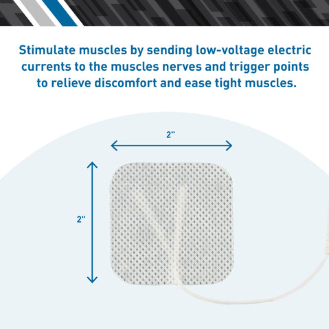 Bodymed Self-Adhering Electrodes, Fabric Back, Reusable, 2" X 2" Square, W/ Pull Tab