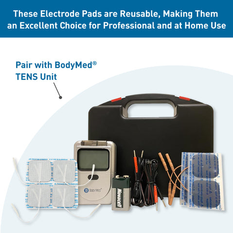Bodymed Self-Adhering Electrodes, Fabric Back, Reusable, 2" X 2" Square, W/ Pull Tab
