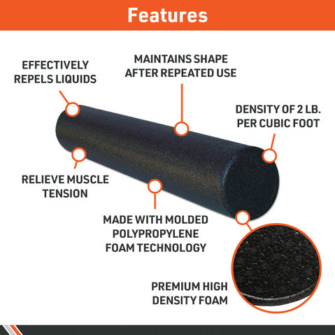 Black Foam Roller, 6" X 36"