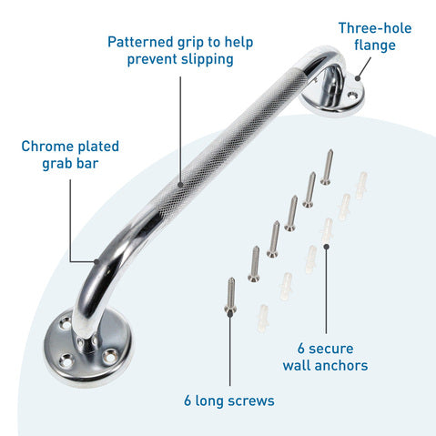 Steel Grab Bar, Chrome Plated, 1" Diameter, 24"
