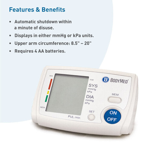 Bodymed Upper Arm Blood Pressure Monitor With Universal Cuff, Digital, 22Cm-52Cm