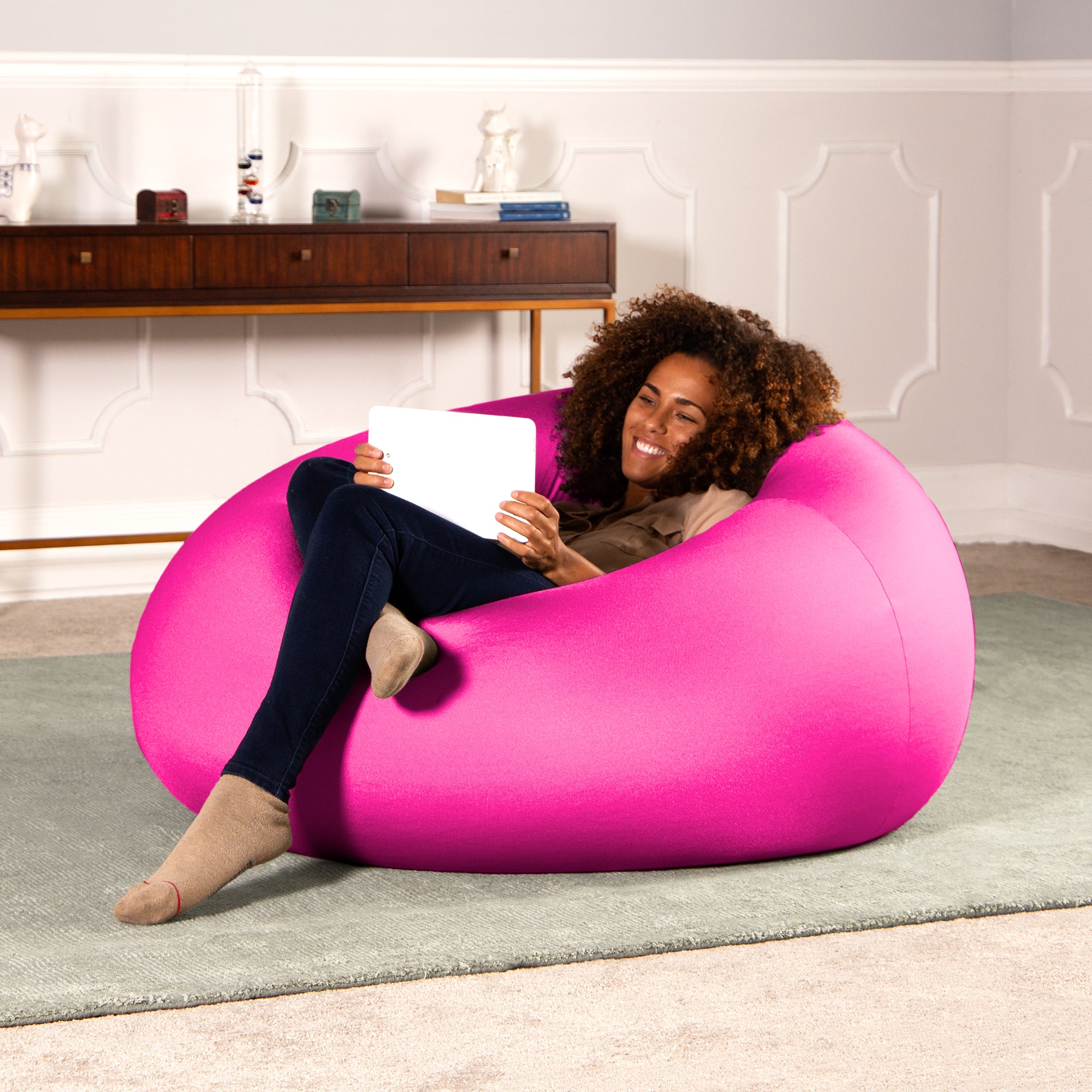 Nimbus Spandex Bean Bag Chair, Large, Hot Pink