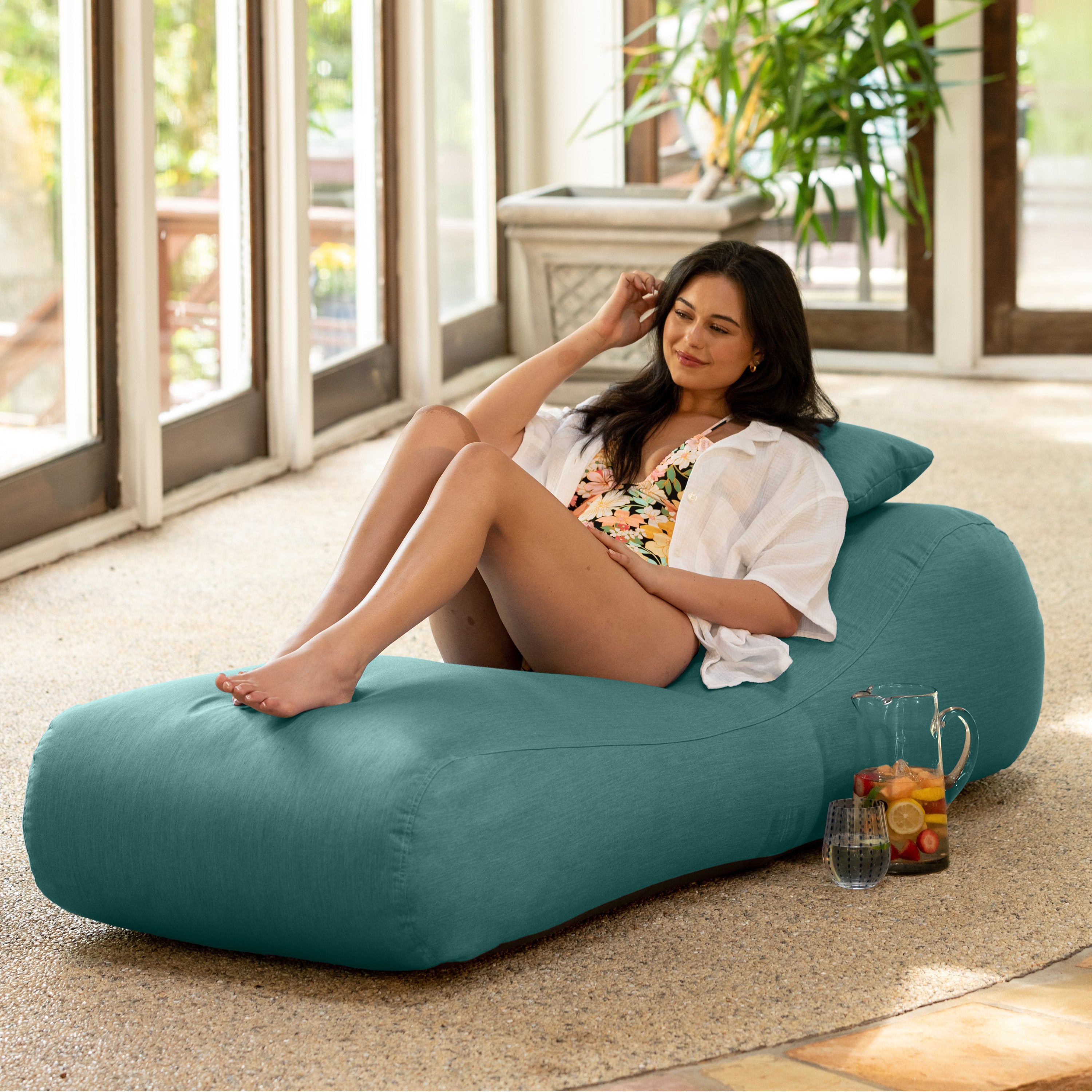 Arlo Outdoor Bean Bag Sun Lounger - Pool and Patio Chaise Recliner, Breeze
